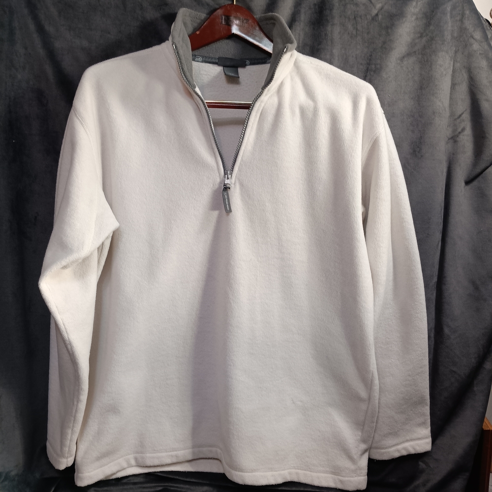 Men's Classic White Zip-Up Sherpa Sweater